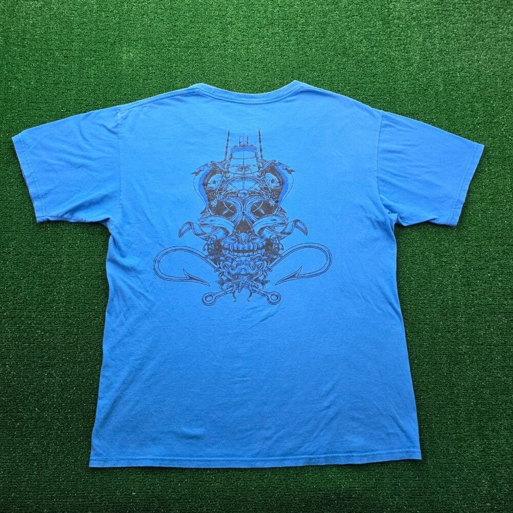 Salt Life Tshirt Mens Large Blue Short Sleeve Ghost Ship Fishing Outdoors Casual